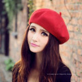 Mulheres Cap Beret Artista, estilo francês Autumn &amp; Winter Vintage Cores sólidas Soft Felt Wool Beanie Hat, Moda Feminina Boinas Clássicas